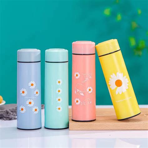 Jual Botol Kaca Daisy Bunga Baru New Tumbler Glass Termos Air Panas