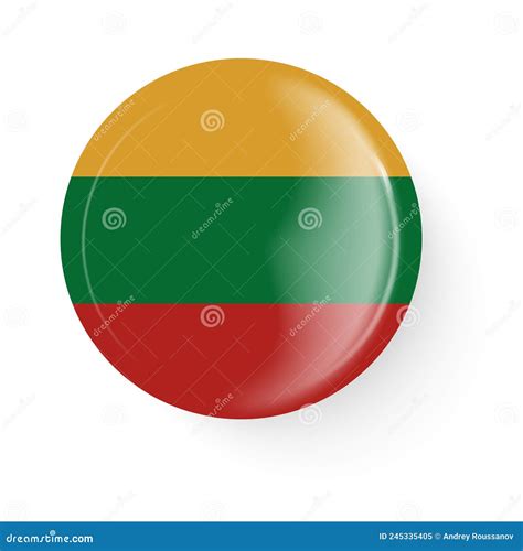 Round Flag Of Lithuania Pin Button Pin Brooch Icon Sticker Stock