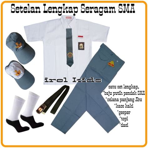 Jual Setelan Seragam Sekolah Sma Laki Laki Abu Putih Baju Pendek Super