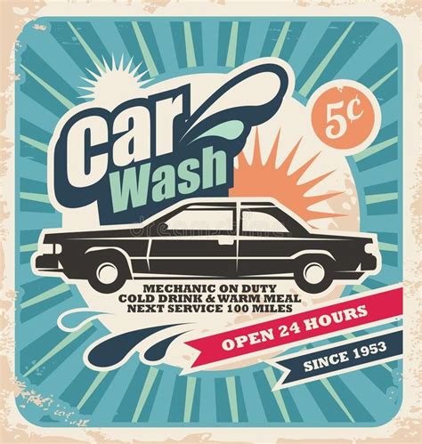 Retro car wash poster stock vector. Illustration of classic - 29105131 ...