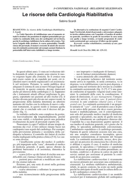 Pdf Le Risorse Della Cardiologia Riabilitativa