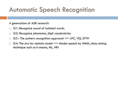 PPT - Automatic Speech Recognition PowerPoint Presentation, free download - ID:1547581