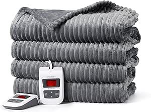 Caromio Electric Blanket King Size Dual Control Soft Ribbed Flannel