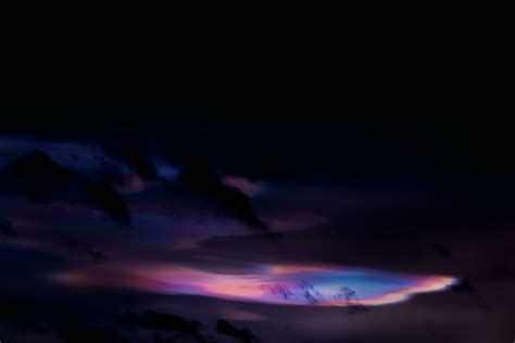 Beautiful Iridescent Pileus Cloud Rare Natural Of Sunset Sky Of Fire