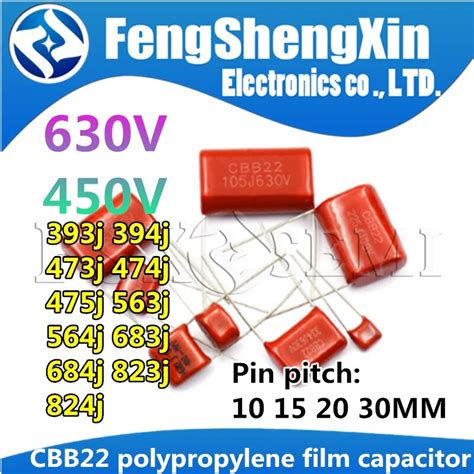 10pcs Cbb22 Polypropylene Film Capacitor 450v 630v 393j 394j 473j 474j