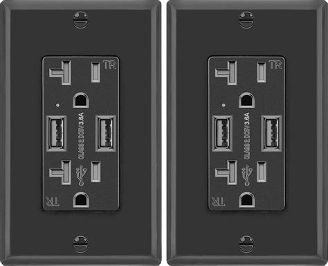 [2 Pack] Bestten 20 Amp Wall Mount Usb Receptacle Outlet With 2 Charging Ports 3 6a Shared