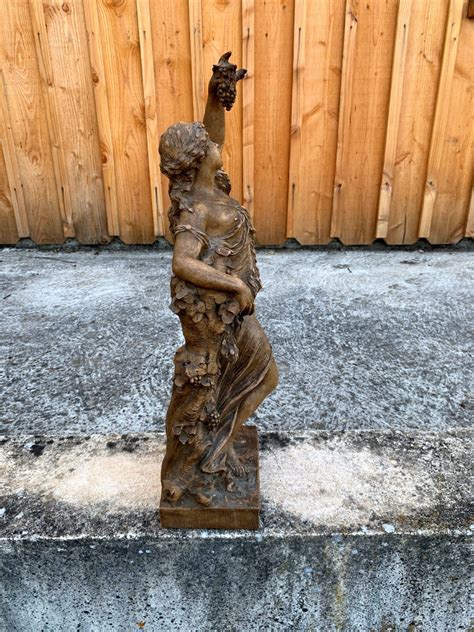 Proantic Erigone Or Bacchante At La Grappe Terracotta Signed Clodi