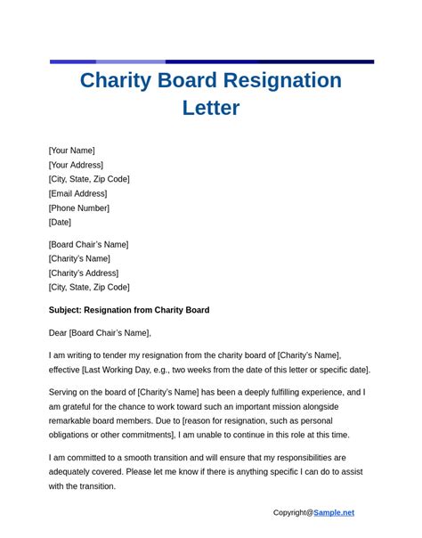 Basic Letter Of Resignation Template
