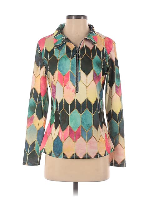 Cbr Multi Color Teal Long Sleeve Blouse Size M 54 Off Thredup