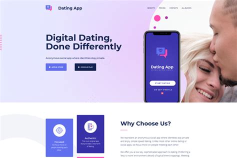 Dating Landing Page Design For Dating App Website Motocms