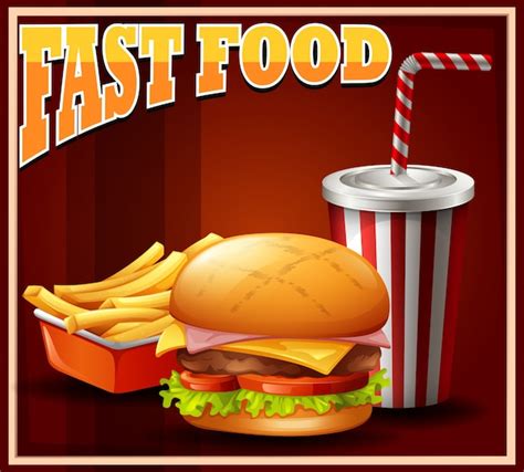 Premium Vector Fastfood Set On Poster