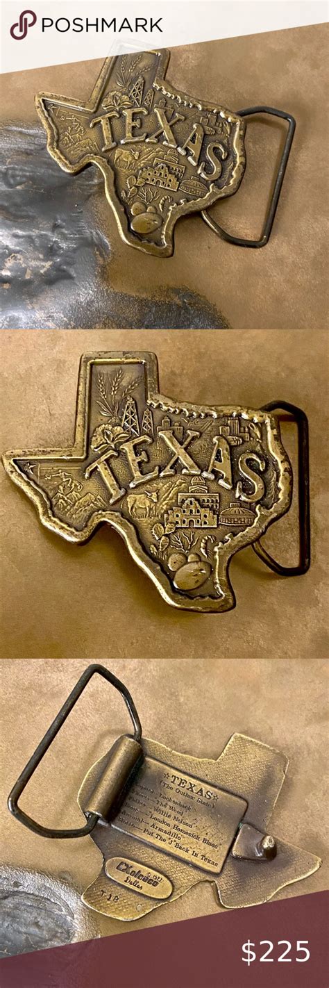 1977 Texas State Shaped Belt Buckle Vintage Dallas Belt Buckles