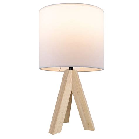 Mainstays Tripod Oak Table Lamp With Classic White Fabric Shade 16 75 H