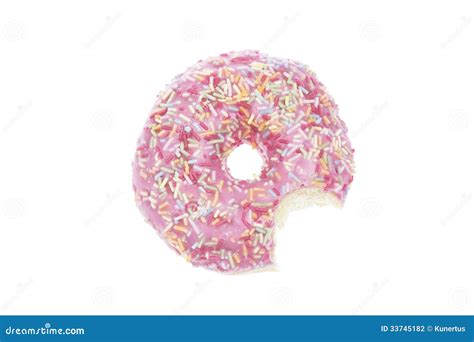 Donut With Pink Glaze And Bite Isolated Stock Photo Image Of Doughnut