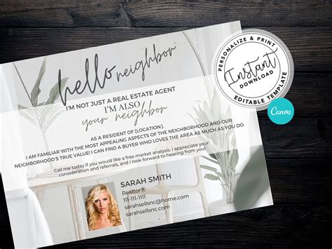 Real Estate Postcards Realtor Hello Neighbor Card Realtor Etsy