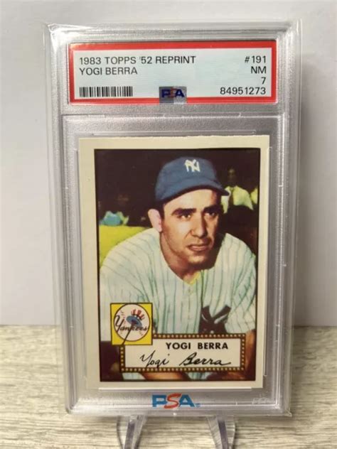 1983 TOPPS 52 Réimpression Yogi Berra 191 Psa 7 EUR 82 24 PicClick FR