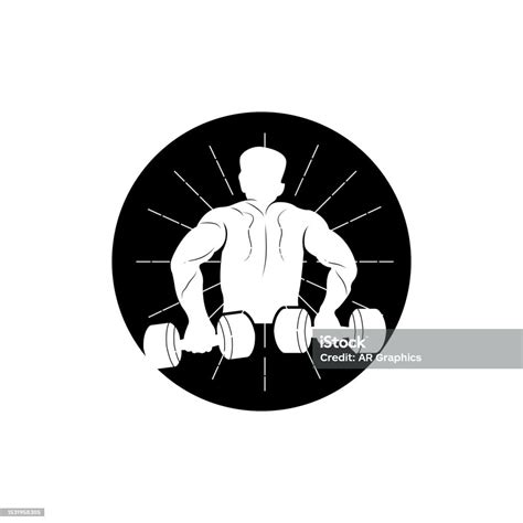 Gym Fitness Health Vector Muscle Workout Silhouette Design Fitness Club Stock Illustration