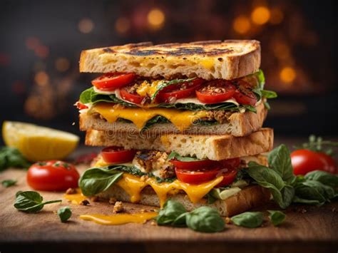 Delicioso Bocadillo De Foccacia A La Parrilla Crujiente Aroma Salado De