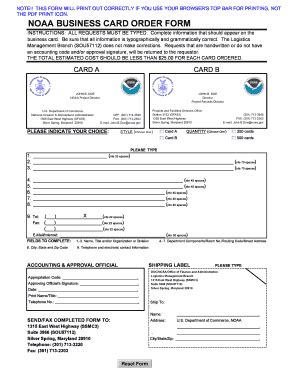 Noaa Business Card Order Form Corporateservices Noaa Fill And Sign