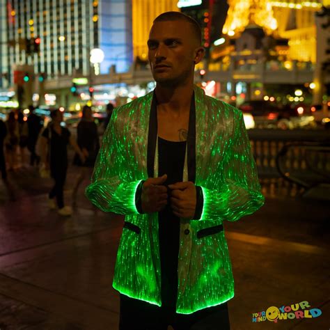 Fiber Optic Clothing Led Light Up Jacket For Men Burning Man Etsy