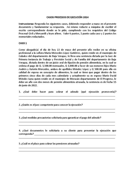 Casos Procesos DE Ejecución 2024 Sección A CASOS PROCESOS DE