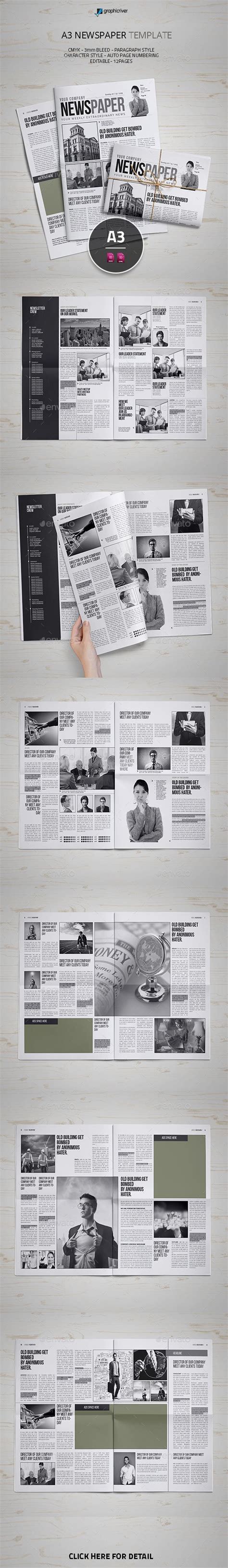 A3 Newspaper Template Newspaper Design Newspaper Design Layout