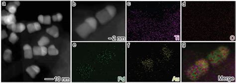 A HAADFSTEM Image Of Au PdTiO2 B Enlarged STEM Image And Cg