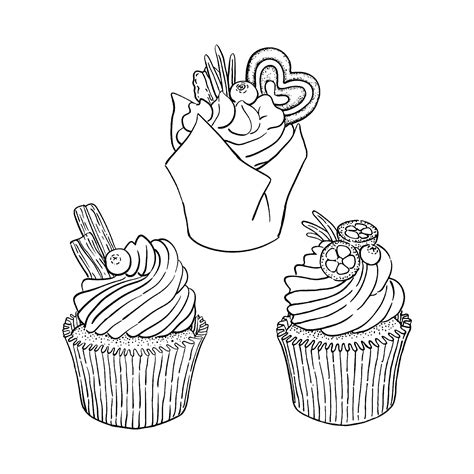 Trois Cupcakes Simples Cupcakes Et Gateaux Coloriages Faciles Pour