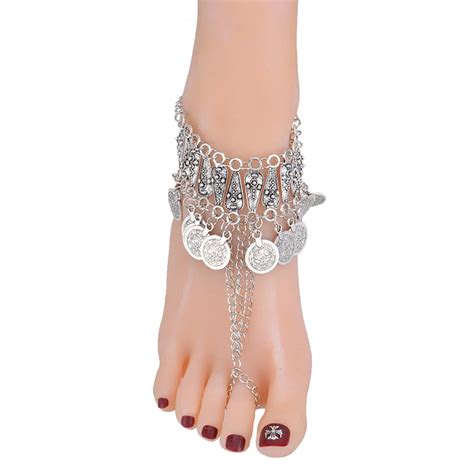 Manerson Anklet Ankle Bracelet Halhal Boho Foot Jewelry Pie Silver Leg Chain Harness Ethnic Coin