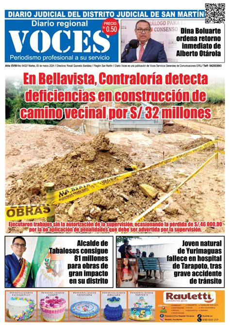 Portada Martes De Marzo Diario Voces