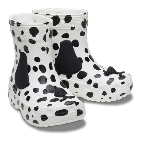 Bota Crocs Classic I Am Dalmatian Boot Infantil Whiteblack