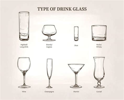 Set of drinking glass type vector hand-drawn illustration 6115740 ...