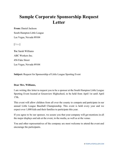 Sponsorship Appeal Letter BestTemplatess BestTemplatess In 2022