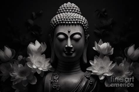 Buddha Black and White - Silent Monochrome Wisdo Digital Art by ...