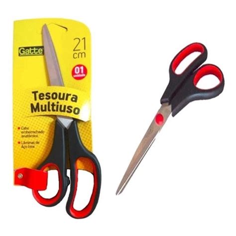 Tesoura Multiuso Inox Cabo Emborrachado Cm Gatte Para Artesanato