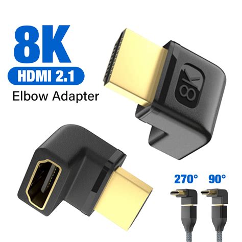 อะแดปเตอร์แปลงสายเคเบิล Hdmi 2 1 ตัวผู้ เป็นตัวเมีย มุมขวา 270 องศา สําหรับแล็ปท็อป Hdtv Ps5 Ps