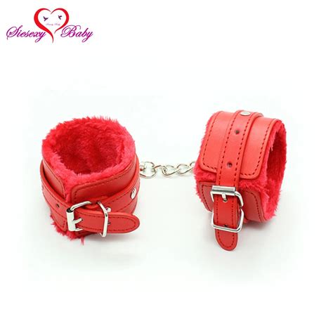 Red Faux Leather Handcuffs Restraints Sex Bondage Restraint Ankle Cuffs