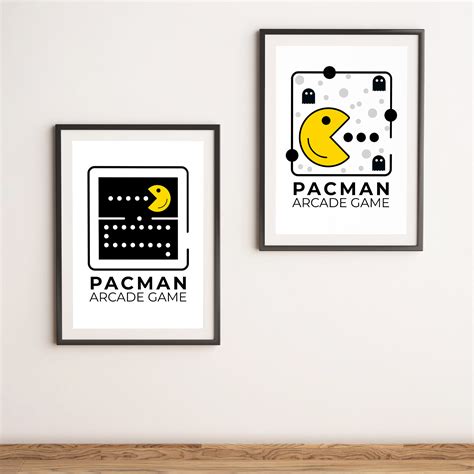 Pacman Arcade Game Set of 2 Prints, Pacman Art Print Set, 2 Pacman ...