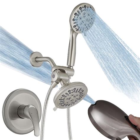 Bwe Single Handle 1 Spray Round Shower Faucet Combo Set 18 Gpm With