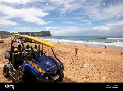 Surf Rescue Beach Buggy Vehicle With Surfboard On Roof Avalon Beach NSW