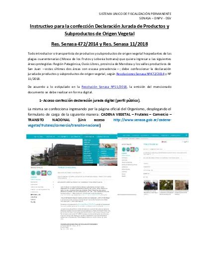 Instructivo Para La Confecci N Declaraci N Jurada De Productos Y