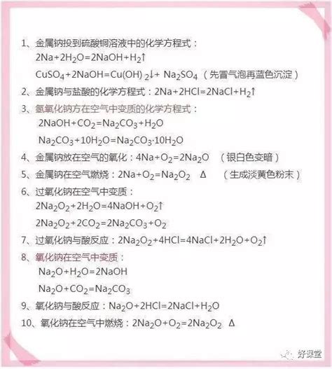 高中化学必修一方程式总结