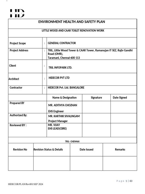 ehs plan   wood renovation  occupational safety
