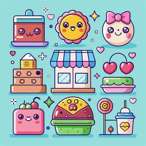 Cute Kawaii Food Icons | Premium AI-generated vector