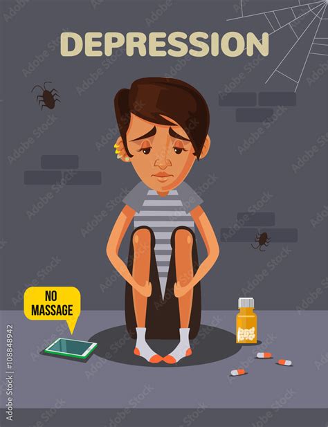 Depression Boy Vector Flat Cartoon Illustration Stock Vector Adobe Stock