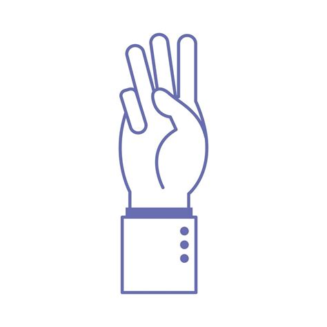 W Hand Sign Language Line And Fill Style Icon Vector Design 4026797