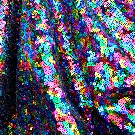 Maedi Gras Rainbow Multi Colored Mini Glitz Sequin Mesh Fabric Ifabric