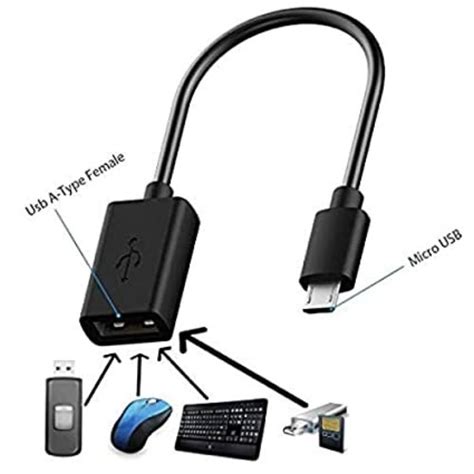 Micro To Usb Female Otg Cable Black Techcommerce