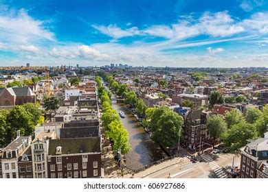 Panoramic Aerial View Amsterdam Beautiful Summer Stock Photo 606927686