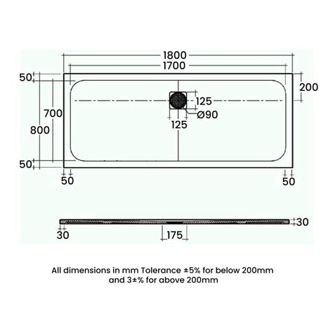 RAK Ceramics Feeling Rectangular Shower Tray 1800mm X 800mm